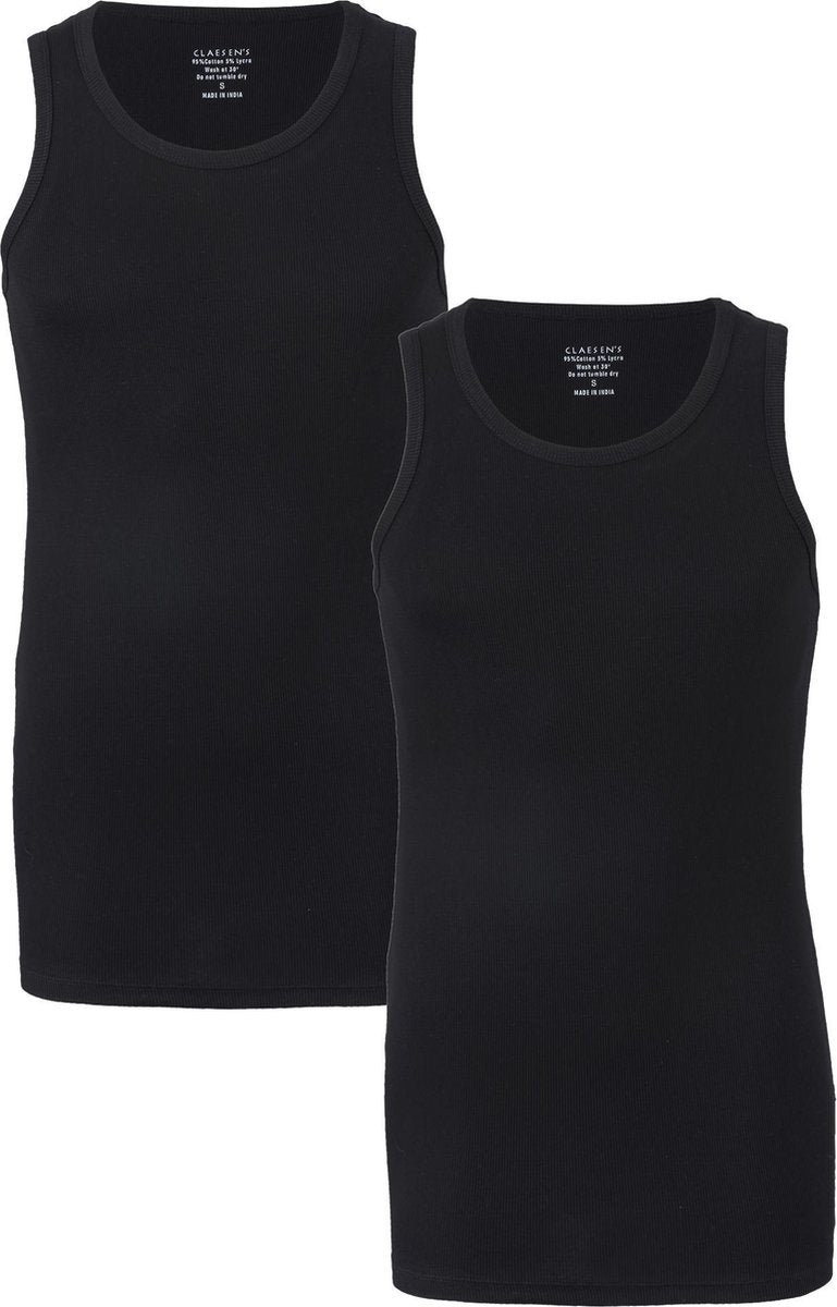 Claesen's Rib Singlet (2-pack) - zwart -  Maat XL