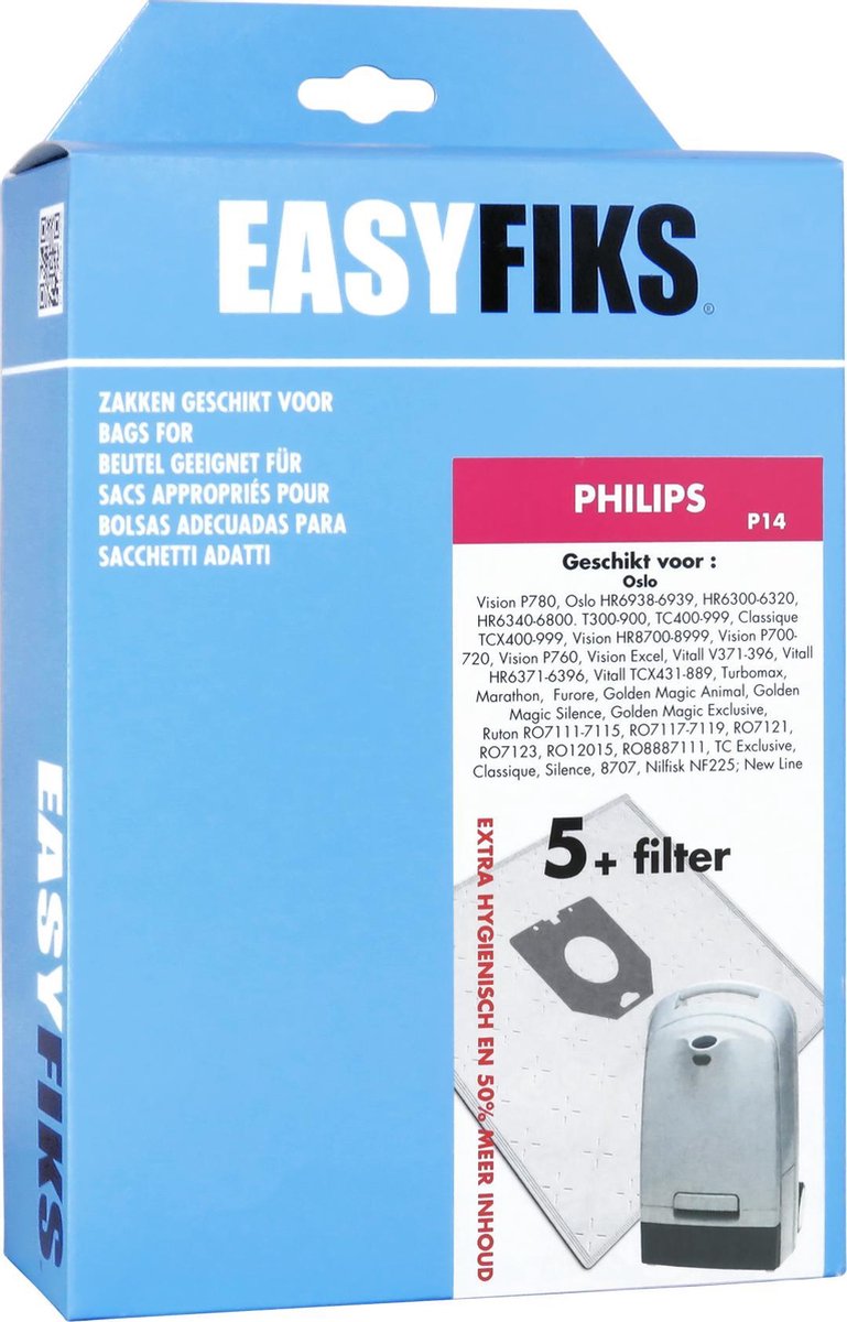 Easyfiks - Stofzuigerzakken - Geschikt voor Philips Oslo en Vision - 5 stuks