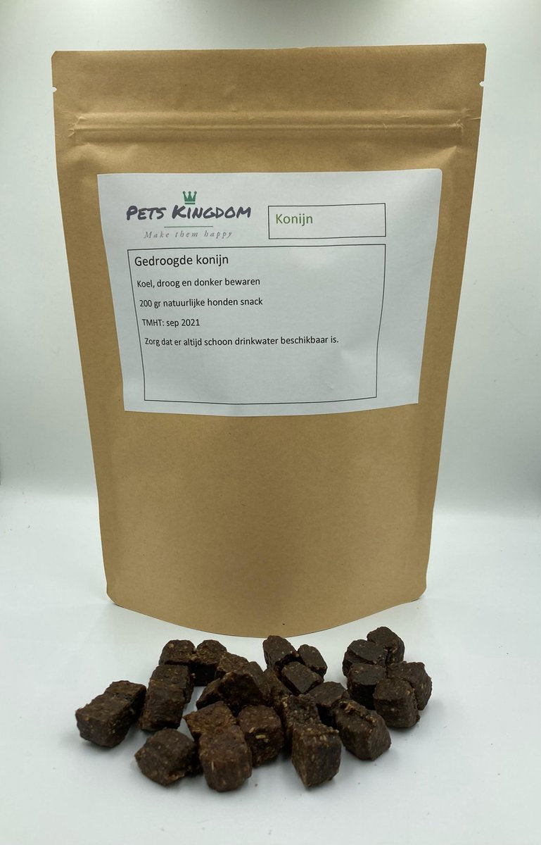 UITVERKOOP - Pets Kingdom Gedroogde Konijn - Hondensnacks