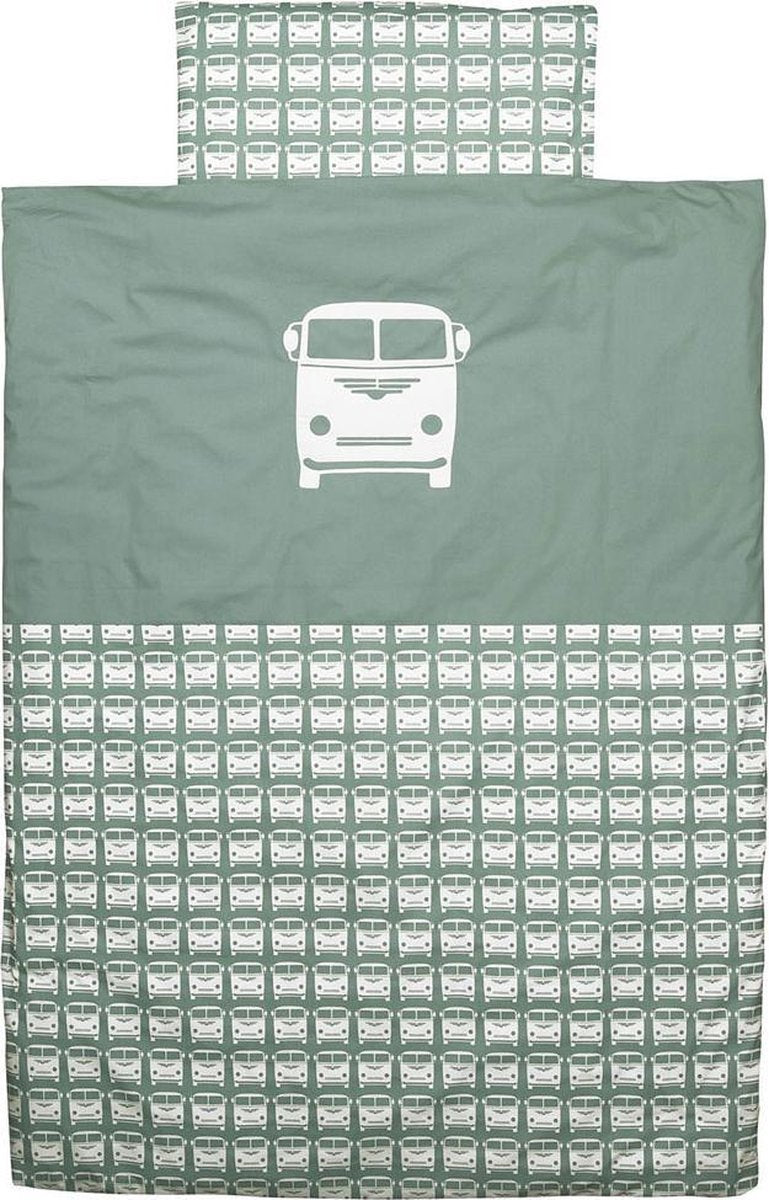 Taftan - Dekbedovertrek - Bestelbusje - 100 x 135 cm - grijs groen