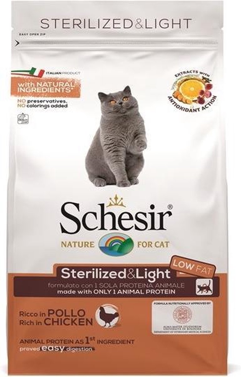 Schesir - Kattenvoer - droogvoer voor katten - Sterilized en Light - Kip - 1