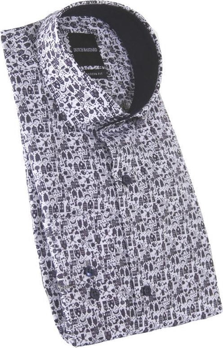 Dutch Bastard Lange mouw Overhemd - 408102-245 Marine (Maat: XL)