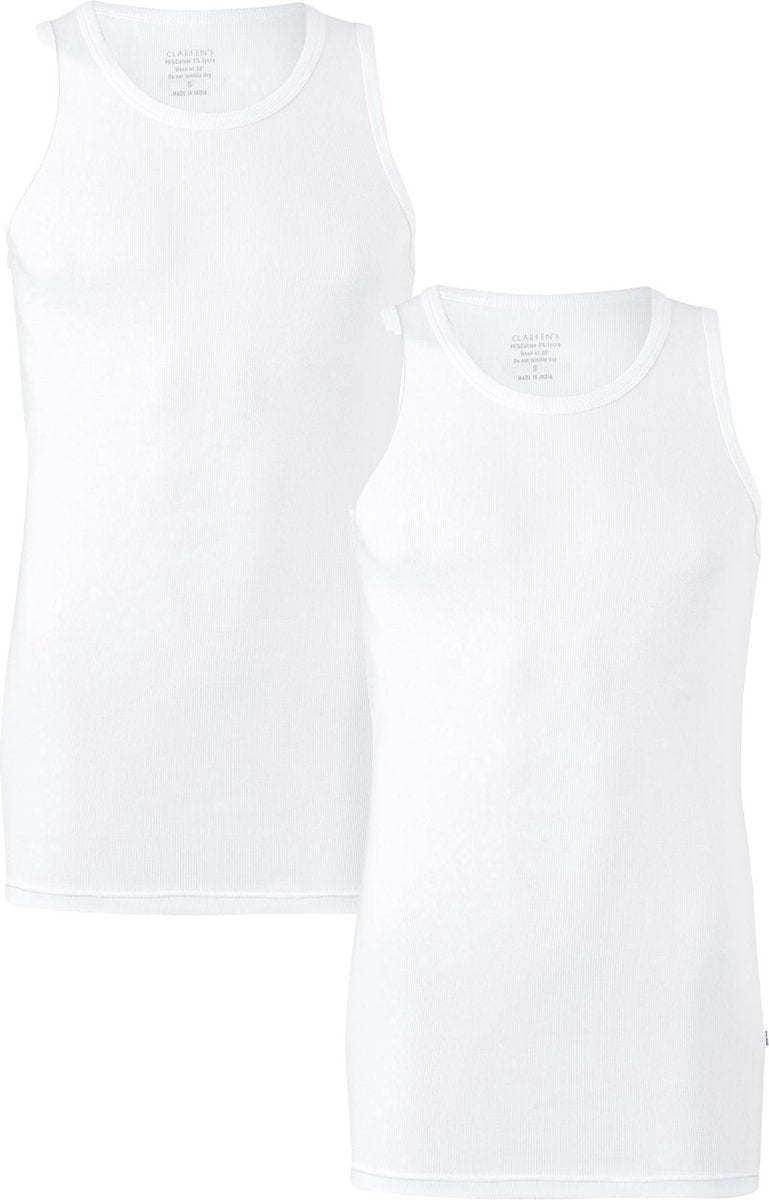 Claesen's Rib Singlet (2-pack) - wit -  Maat M