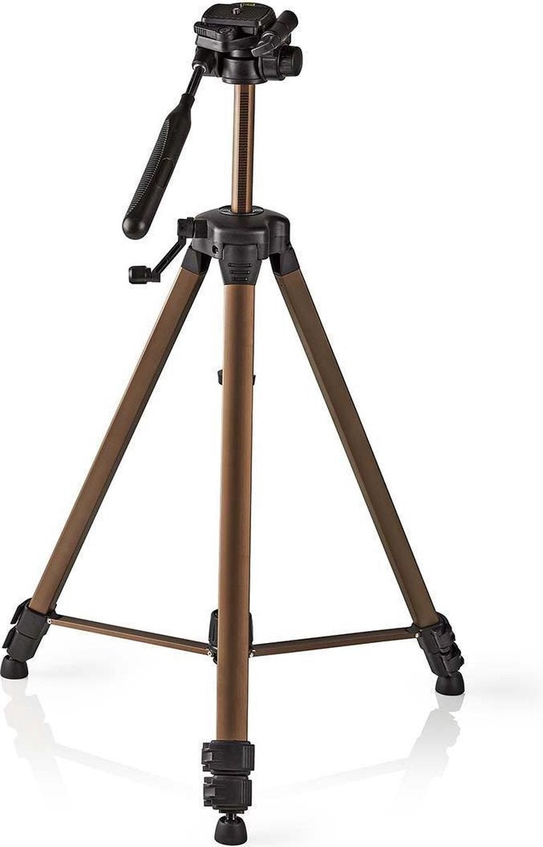 Statief | Maximaal draagvermogen: 4.0 kg | Minimale werkhoogte: 62.5 cm | Maximale werkhoogte: 163.0 cm | Aantal segmenten: 3 | 1476.0 g | Pan & Tilt | Inclusief reistas | Zelfnivellerende voeten | Brons/Zwart
