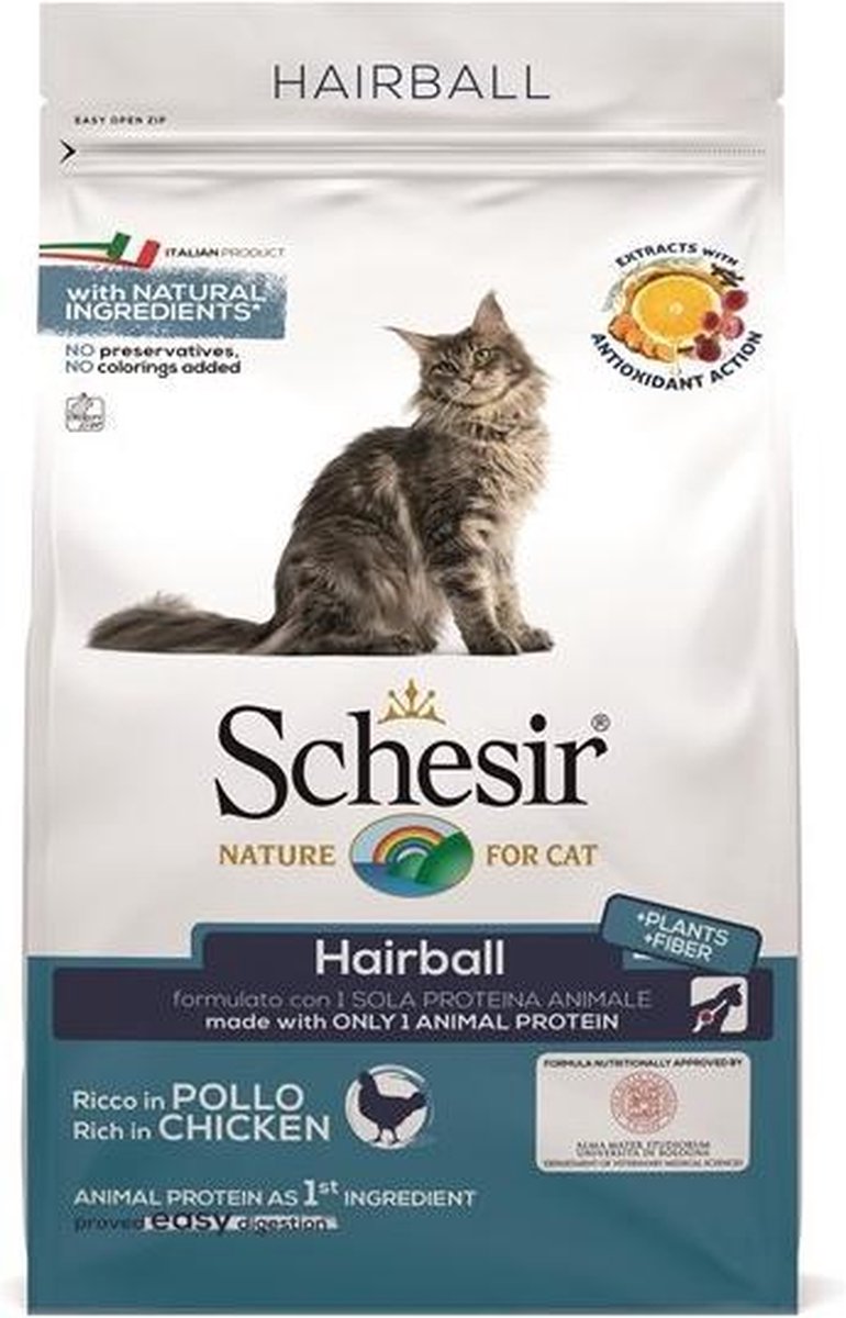 Schesir - Kattenvoer - droogvoer voor katten - HAIRBALL - Kip - 1