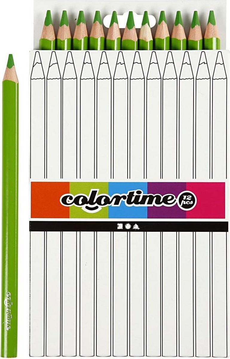 Colortime Kleurpotloden Jumbo 5 Mm Vulling Groen 12 Stuks