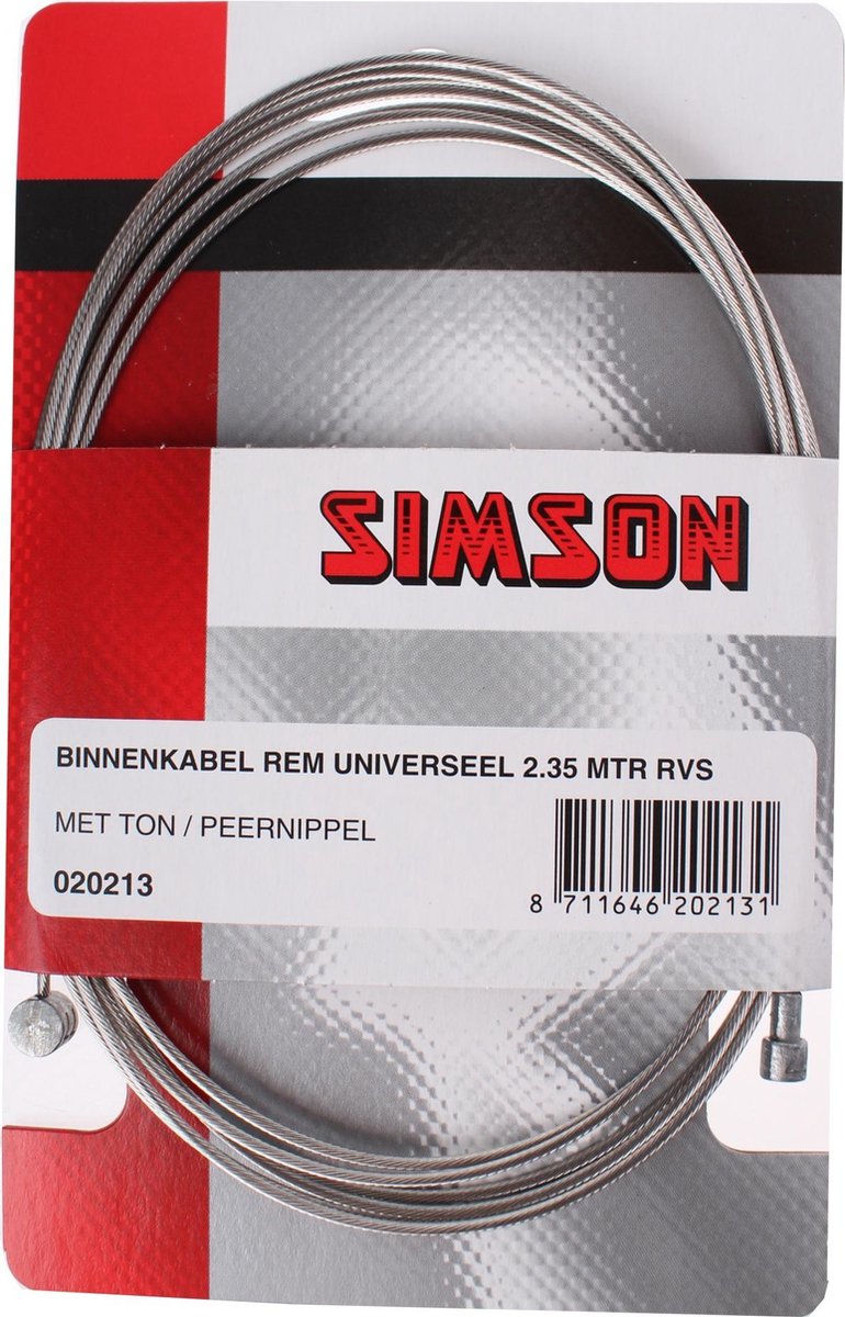 Simson Rem Binnenkabel - 2 nippels - universeel - RVS