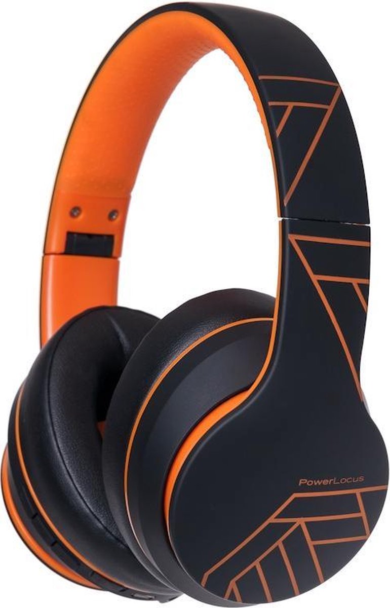 PowerLocus P6 draadloze Over-Ear Koptelefoon Inklapbaar - Bluetooth Hoofdtelefoon - Met microfoon - Zwart/Oranje