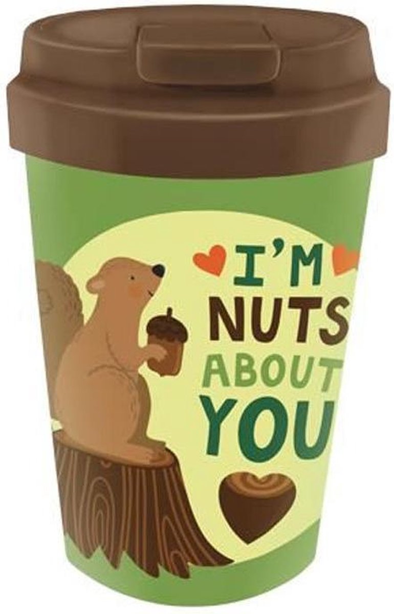 PLA/plant bioloco beker to go 350ml - Eekhoorn - I'm nuts about you