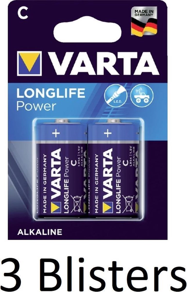 6 Stuks (3 Blisters a 2 st) Varta Longlife Power C Batterijen