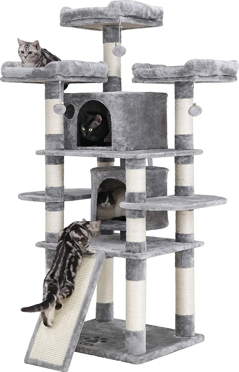 Nancy's XXL Krabpaal voor katten - Kattenboom - Grijs - 60 x 55 x 172 cm