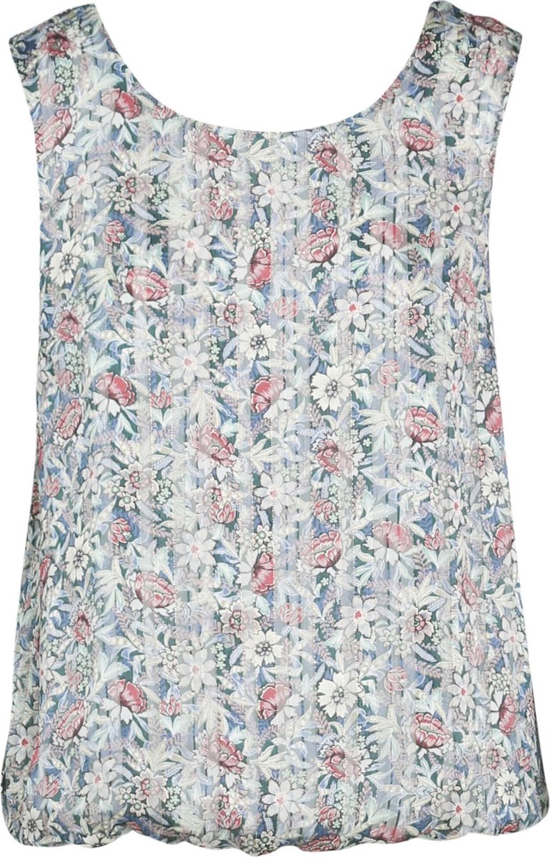 Cassis - Blouse in voile met bloemen - Blauwgroen
