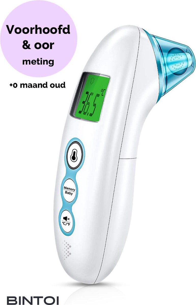 Bintoi® X100 - Digitale Infrarood Oorthermometer - Thermometer Voorhoofd - Temperatuurmeter - Koortsthermometer voor volwassenen en baby's