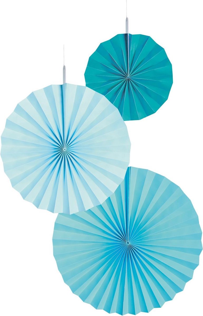 Waaiers Turquoise Mix - 3 stuks