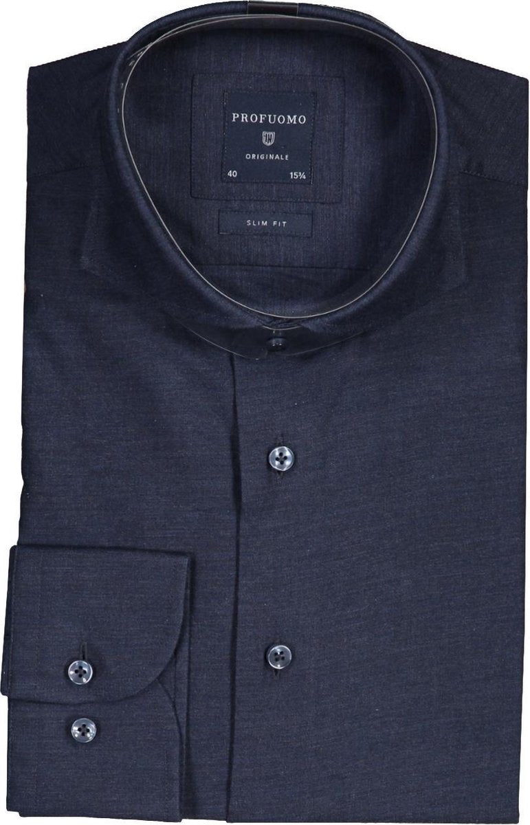 Profuomo   Overhemd Blauw Getailleerd - Maat UK17-EU43 - Heren - Herfst/Winter Collectie - Katoen