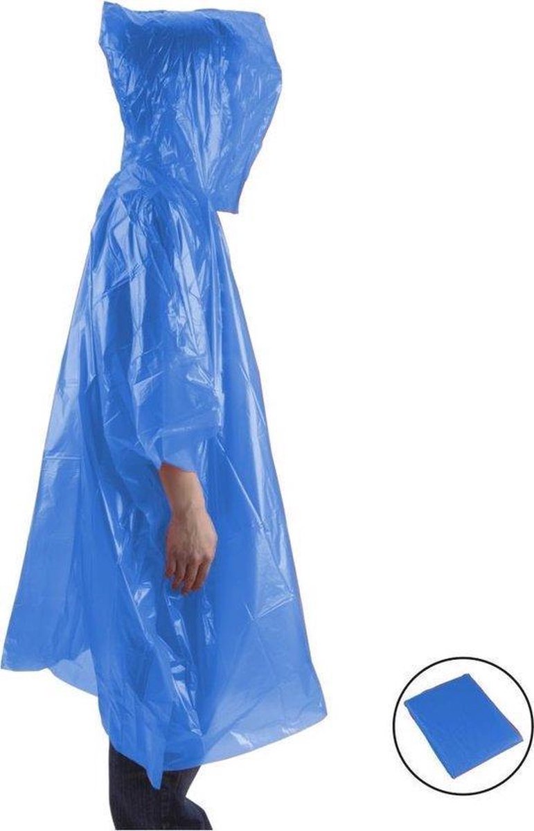 Regenponcho - Set van 5 stuks - Regenpak - Regenjas - Regenjack - Waterdicht- Poncho - Ponchos - Poncho's - Regen - Jas - Mannen - Vrouwen - Unisex - BLAUW - 5 STUKS