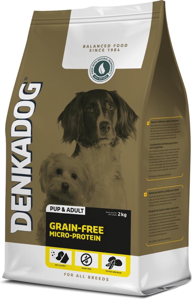 Denkadog Grain-Free Micro-Protein Vis&Tuinbonen&Zoete Aardappel - Hondenvoer - 2 kg