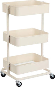 Nancy's Keukentrolley - Keukenwagen Op Wieltjes - Keukentrolleys - Crème Wit - 43 x 35 x 73