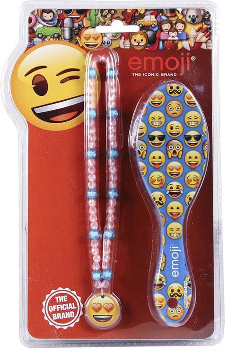 Emotie Borstel + Halsketting - Emoji - Juwelen- Meisjes- Speelgoed - Haar accessoires