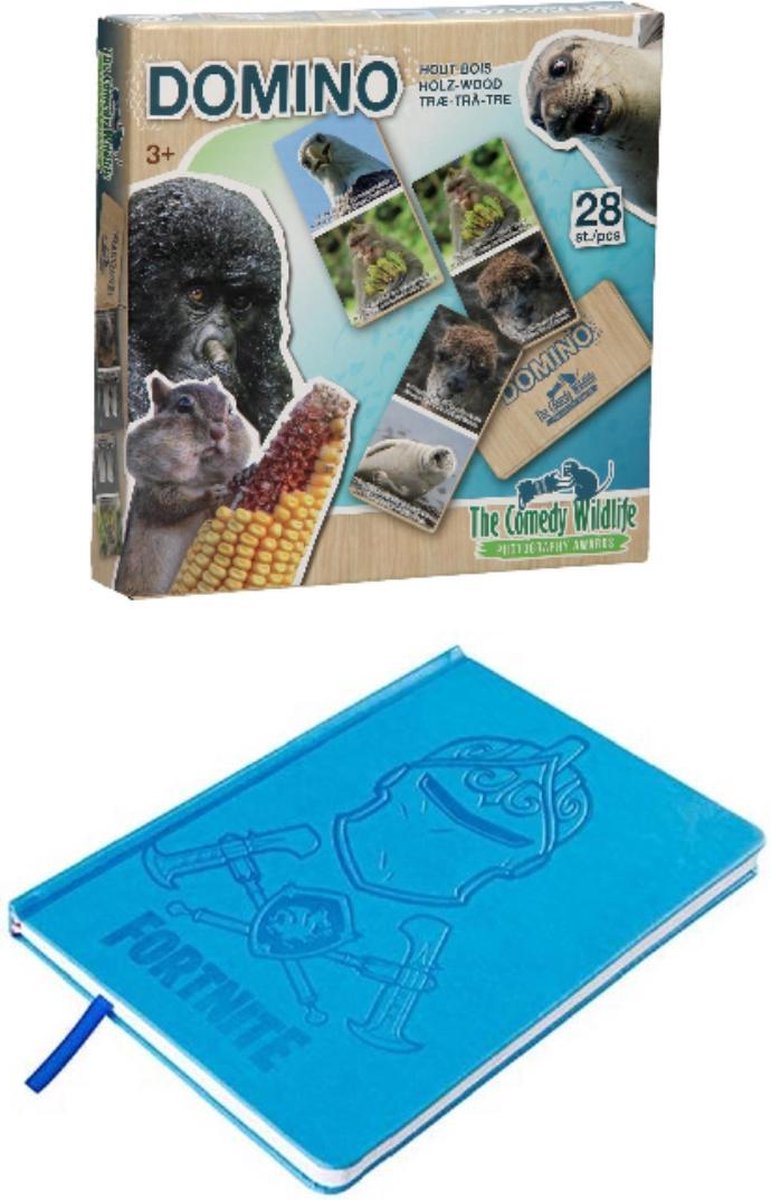 Wildlife Domino van Hout | Duurzaam Hout | Tijdelijk met GRATIS Fortnite Notebook