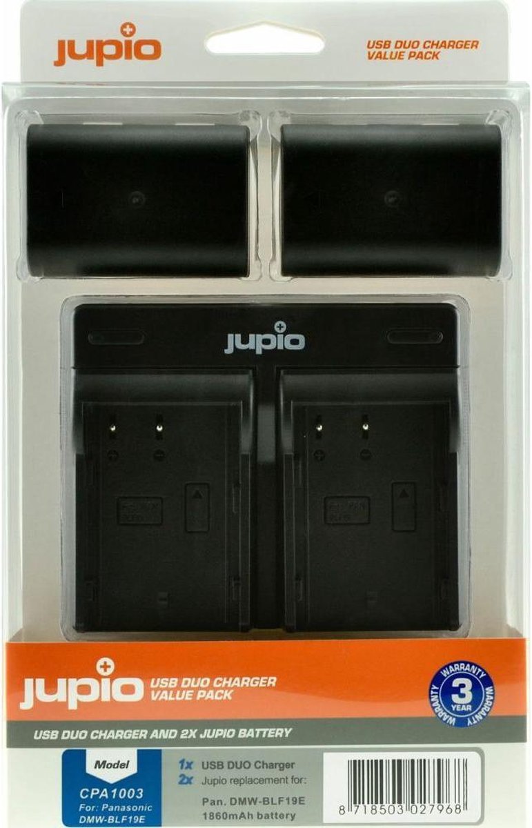 Jupio Kit: 2x Battery DMW-BLF19E 1860mAh + USB Dual Charger