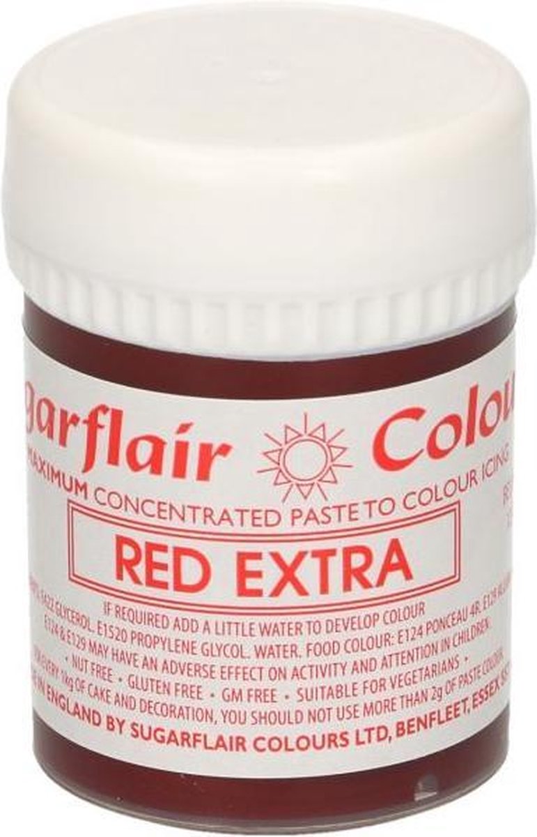 Sugarflair Geconcentreerde Extra Rode Voedingskleurstof Pasta 42g