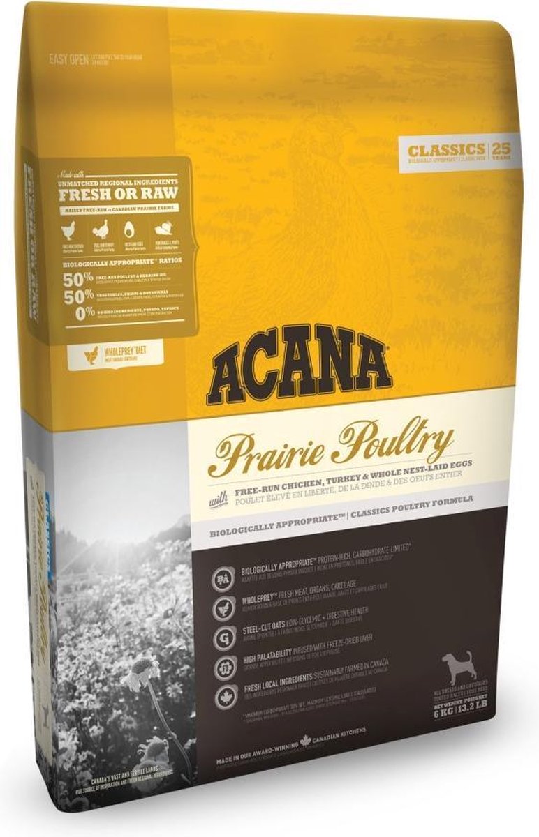 6 kg Acana classics prairie poultry hondenvoer