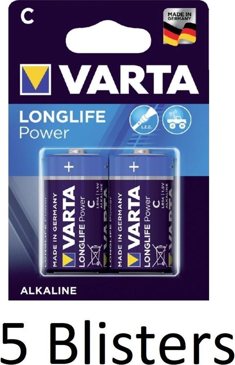 10 Stuks (5 Blisters a 2 st) Varta Longlife Power C Batterijen