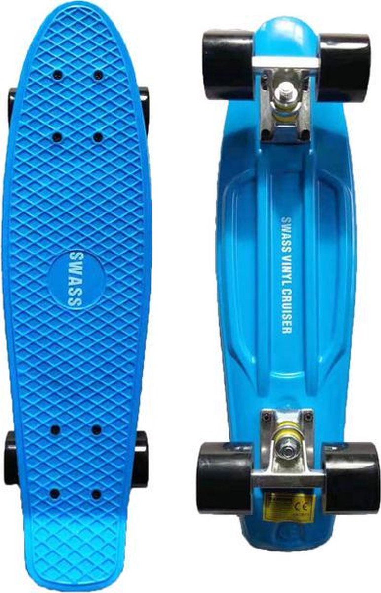 SWASS Vinyl Cruiser - Skateboard Retro - Blauw/Zwart