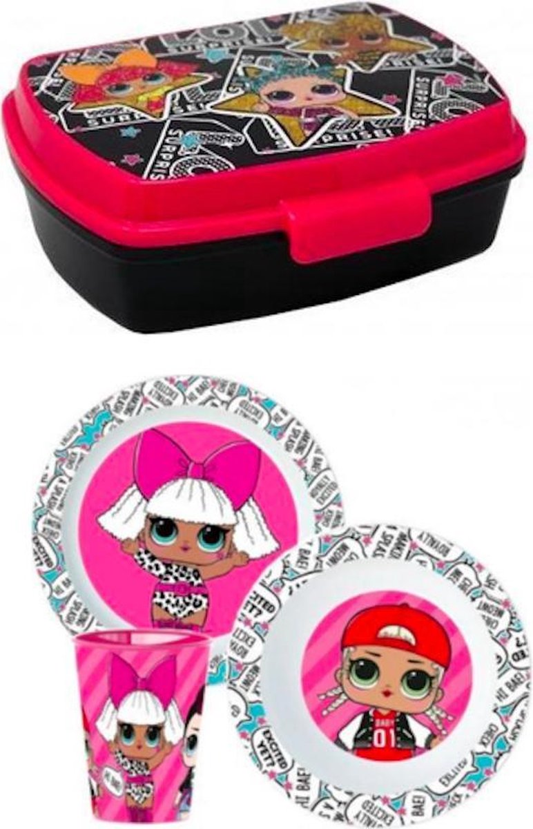 L.O.L. Surprise 4 delige ontbijtset + brooddoos