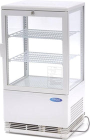 Koelvitrine 58 Liter - Wit - Tafelmodel - Dubbel Glas - Deur met Slot - Digitale Temperatuur Control - Met 2 Roosters - Mini Display Vitrine - Maxima