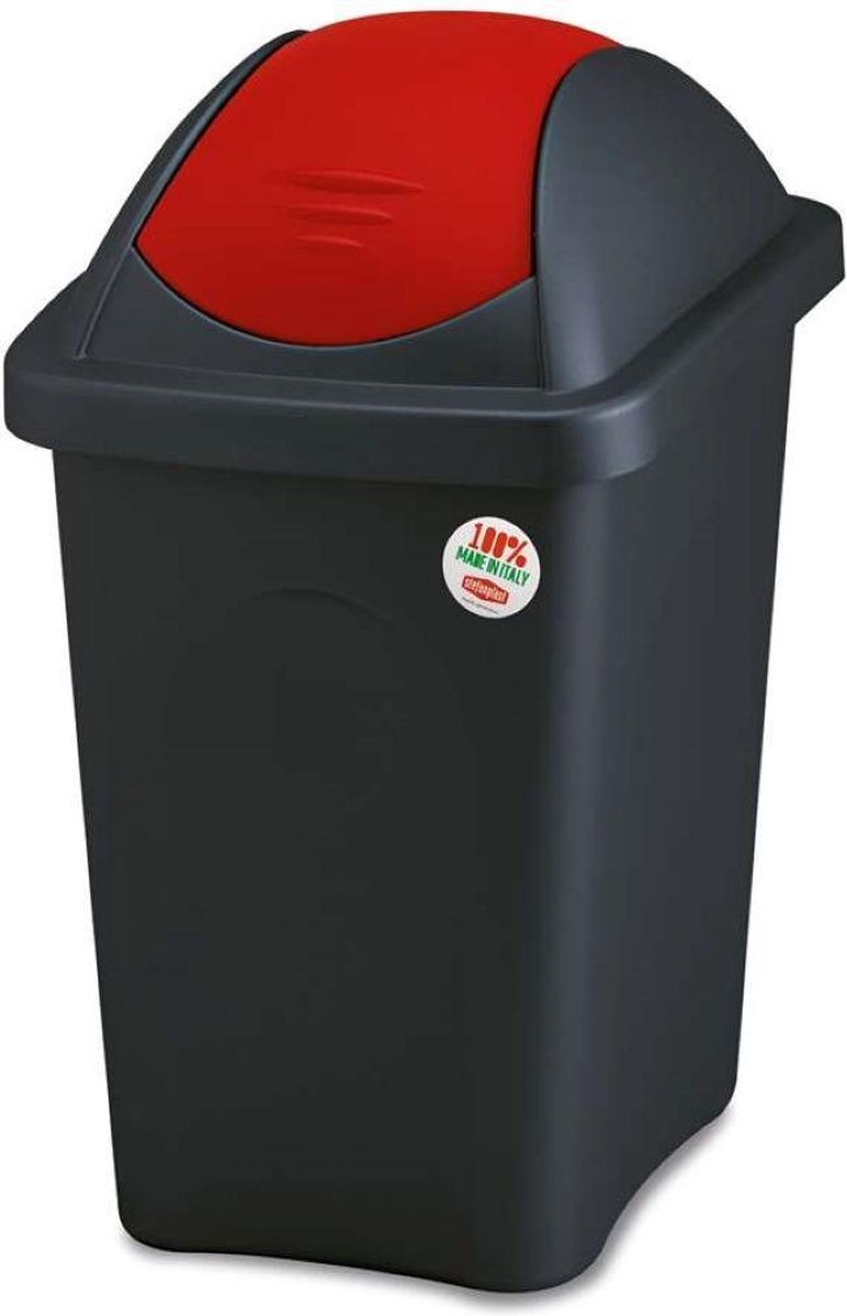YILTEX – Bascula – Vuilnisbak / Vuilnisbak Afvalscheiding / Afvalscheiding / Prullenbak Afvalscheiding / Prullenmand – Rood Met Zwart– 60l