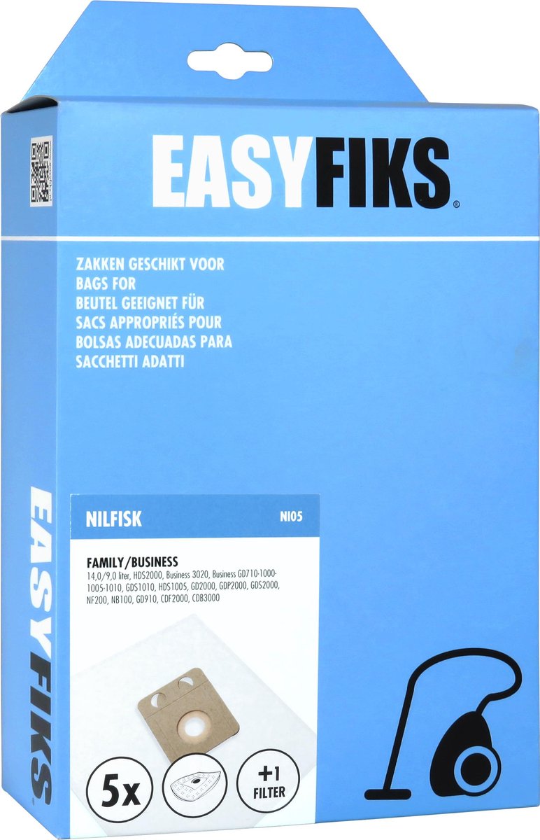 Easyfiks - Stofzuigerzakken - Geschikt voor Nilfisk Family/Business