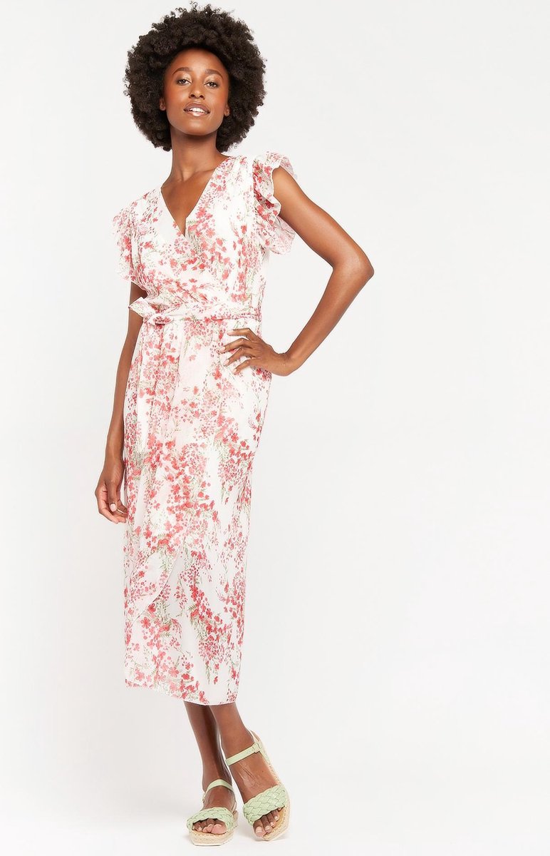 Wikkeljurk met bloemenprint - Rood