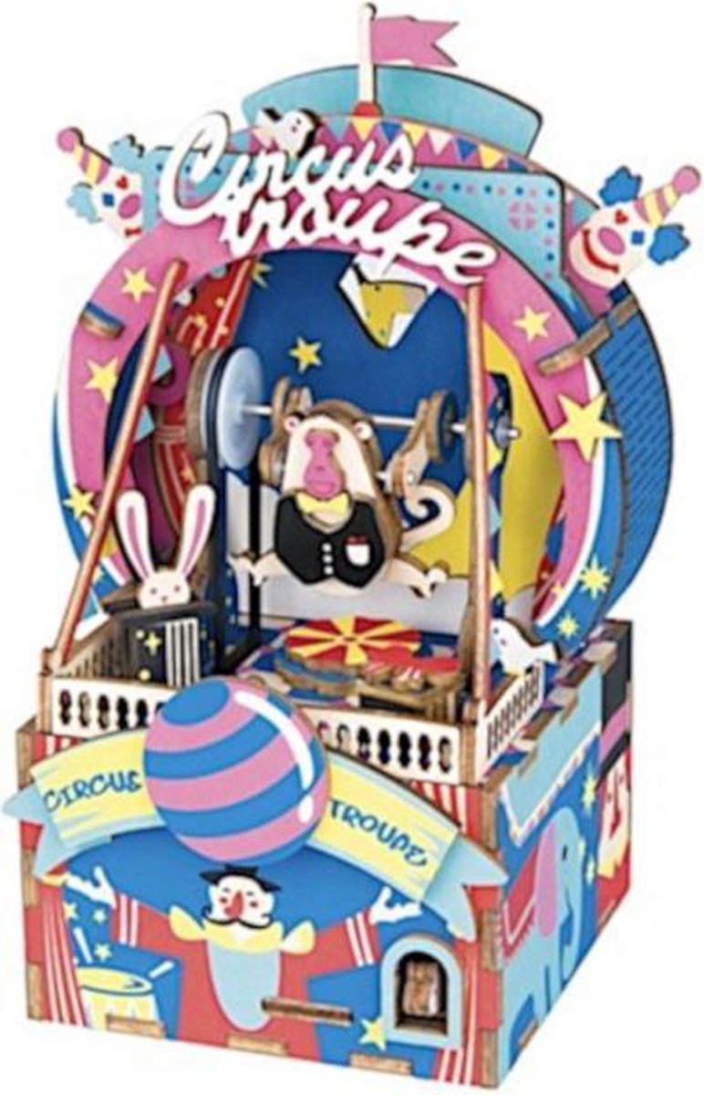 Robotime - Muziekdoos - DIY - 3D - Circus Junior - Houten Modelbouw