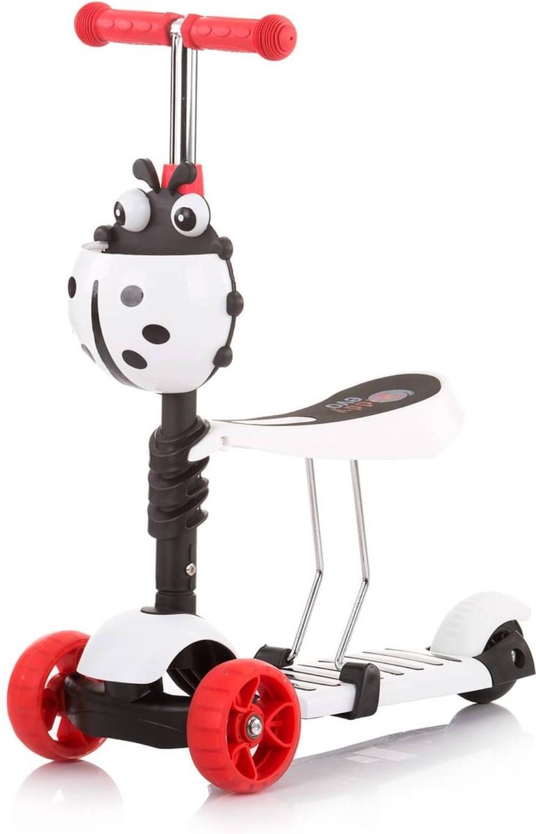 Chipolino Step Kiddy Evo  - Step met zitje - 2 in 1 - Driewieler - LED wielen - Verstelbaar  - Rood