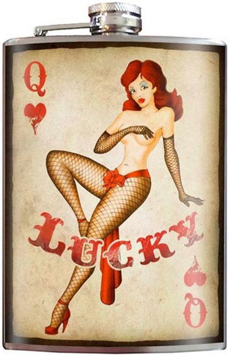 Heupfles - Queen of Hearts