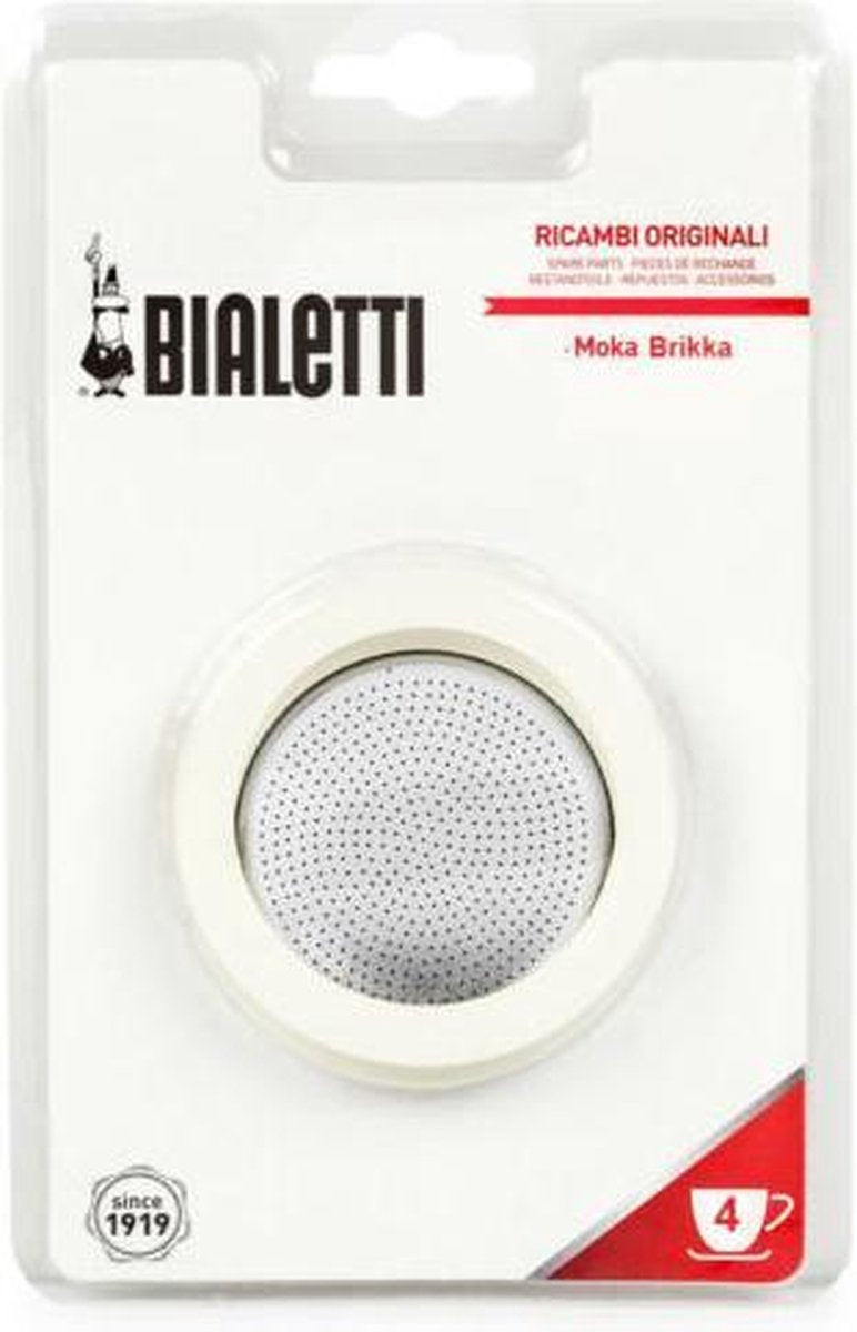 Bialetti Brikka filterplaatje + rubber ringen - 4 kops