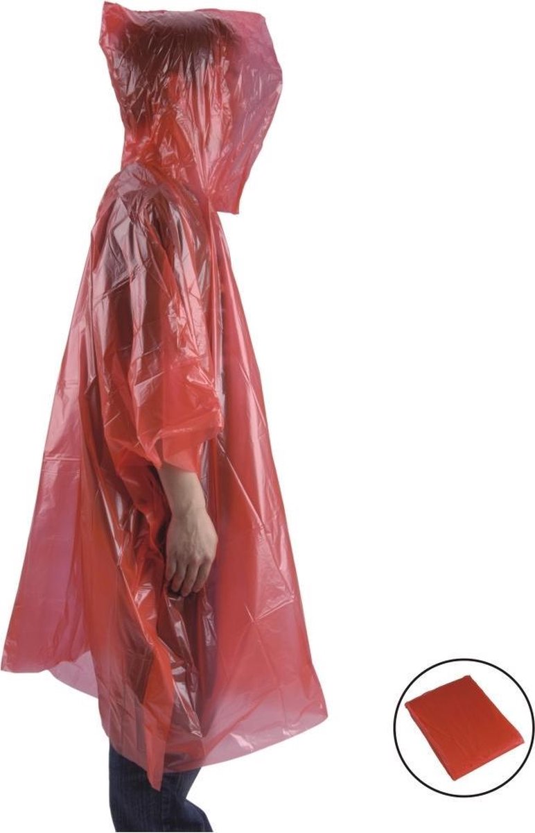Acecamp Regenponcho Met Capuchon Unisex Rood