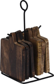 Relaxwonen - Onderzetters - Hout - Inclusief Standaard - 7 delig