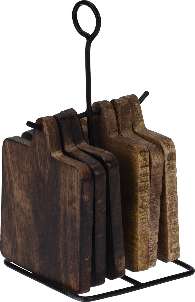 Relaxwonen - Onderzetters - Hout - Inclusief Standaard - 7 delig