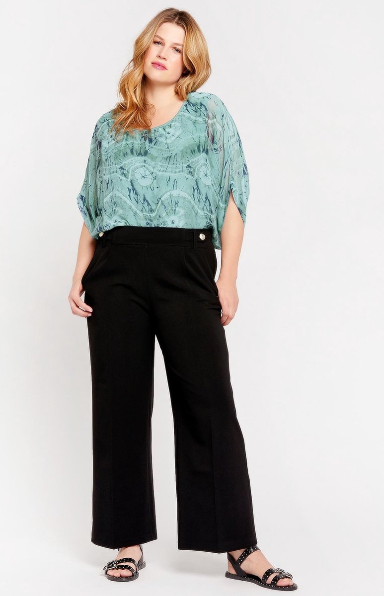 Losse broek met wijde pijpen - Zwart