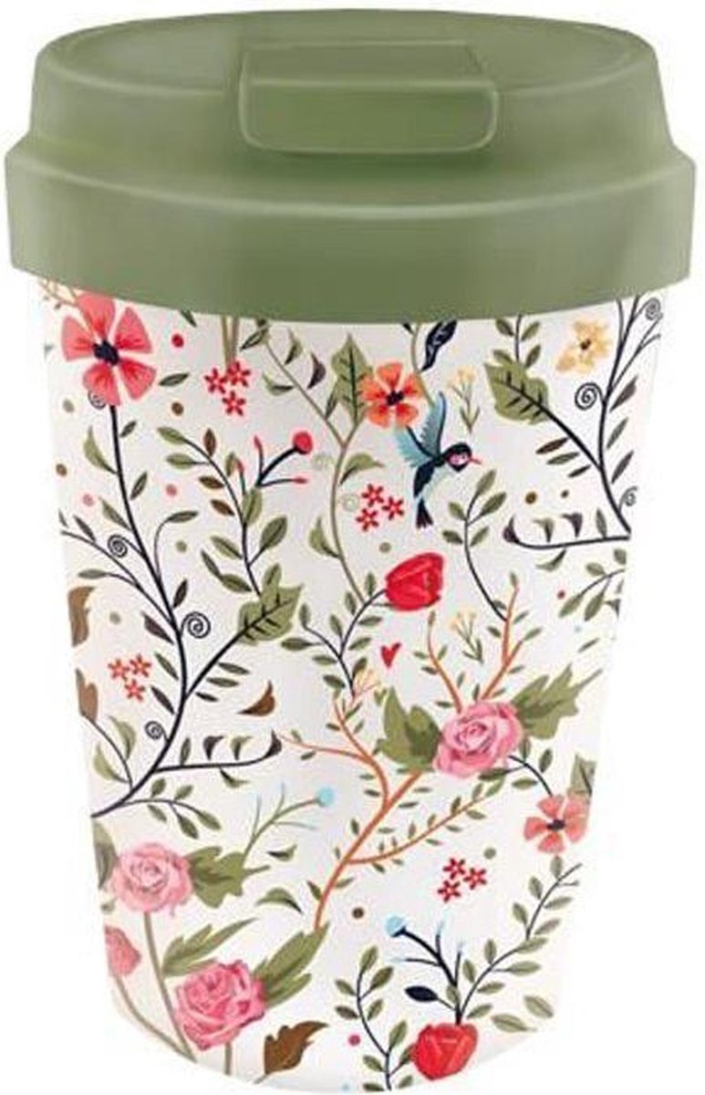 PLA/plant bioloco beker to go 350ml - Bloemen en Vogels