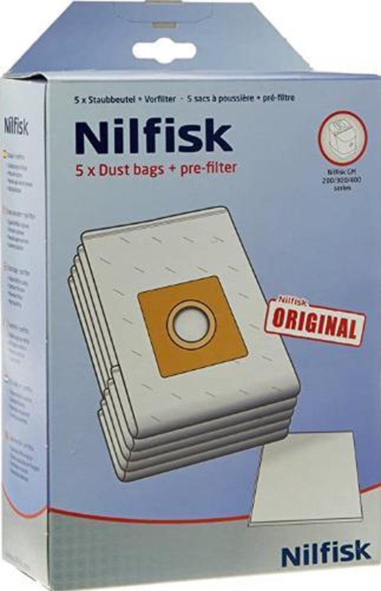 Stofzuigerzak fleece a 4 stuks GM-serie 200/300/400 serie orgineel Nilfisk 14113 v