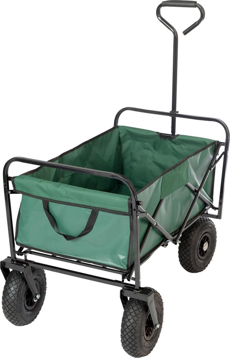 Bolderkar / Bolderwagen opvouwbaar groen met luchtbanden