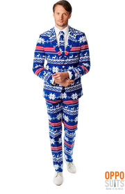 OppoSuits The Rudolph - Mannen Kostuum - Blauw - Kerst - Maat 58