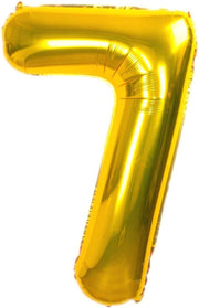 Ballon Cijfer 7 Jaar Goud 86Cm Verjaardag Folieballon Met Rietje