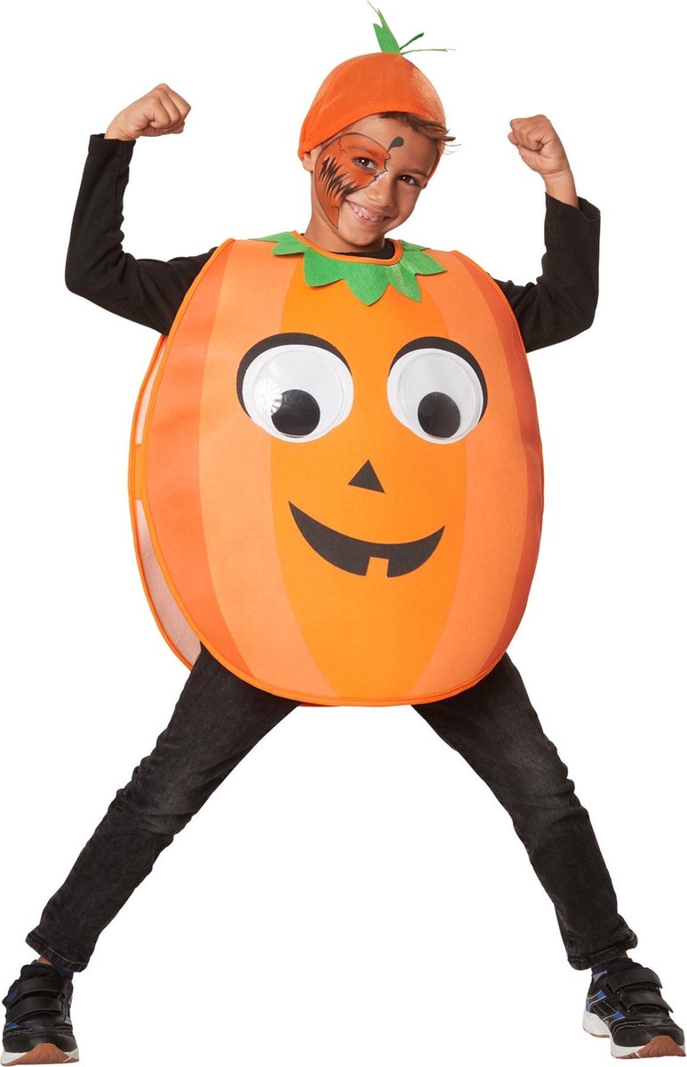 dressforfun - Cartoon pompoen 140 (9-10y)  - verkleedkleding kostuum halloween verkleden feestkleding carnavalskleding carnaval feestkledij partykleding - 302186