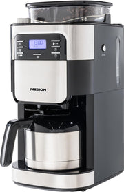 MEDION Koffiemachine met molen en thermoskan MD 19777 | LED display | Druppelstop | koffiebonenmolen | 900 watt | Inhoud 1