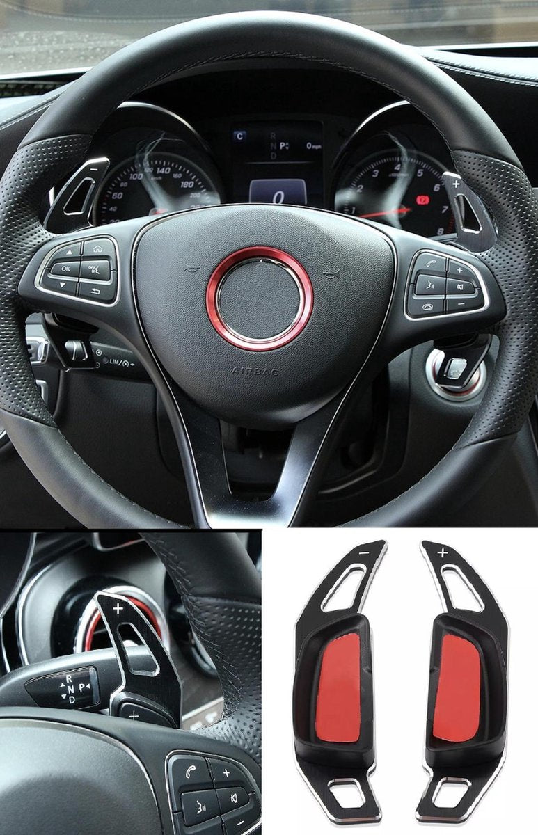 Black  Aluminium Flippers Extention Geschikt voor Mercedes DCT A45 AMG C63 AMG Cla Cls Glc Gle W205 W176